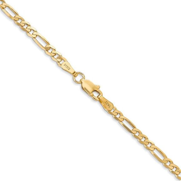 3mm, 14k Yellow Gold, Flat Figaro Chain Necklace, 18 Inch - Picture 2 of 8